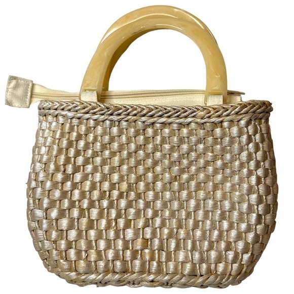 Vintage Cappelli Straworld Weaved Embellished Tote - Picture 4 of 6